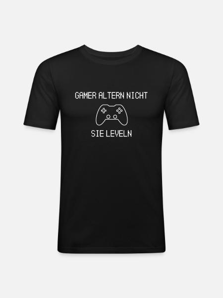Gamer Gaming Games - Männer Slim Fit T-Shirt - Schwarz