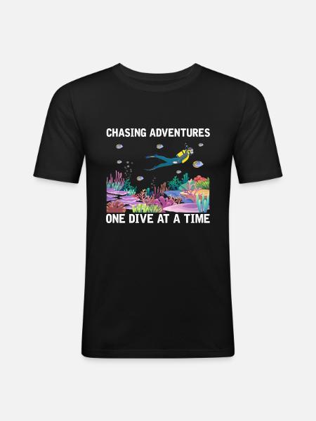 Plongée Aventure Plongeurs Mer Océan - T-shirt près du corps Homme - noir