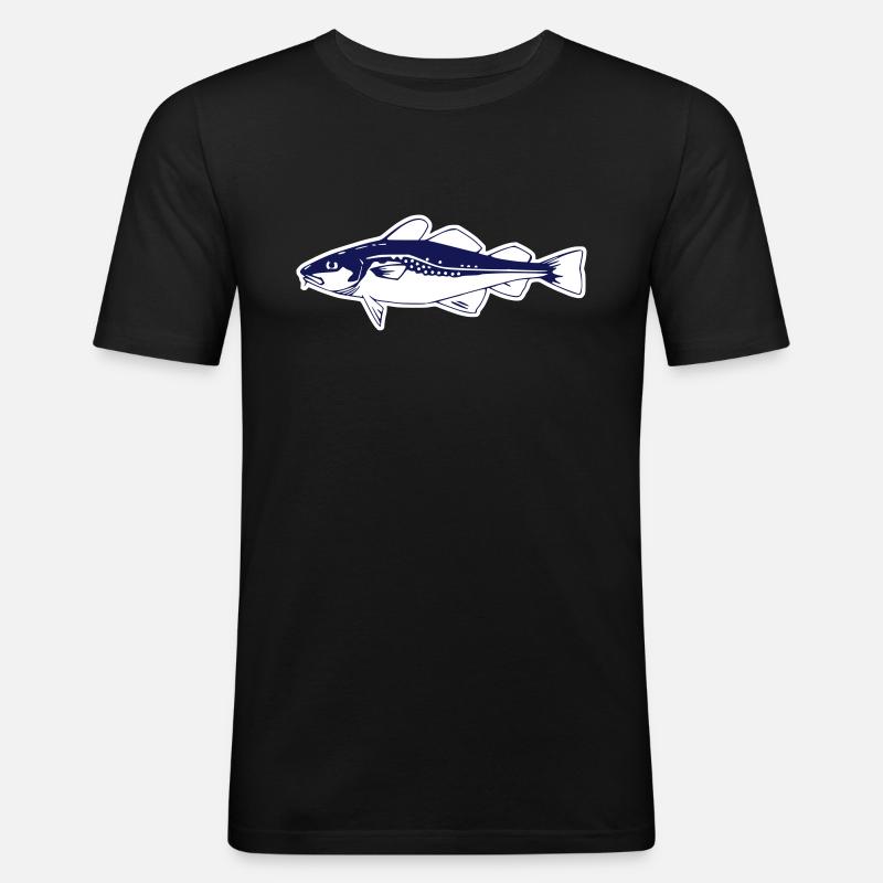 Dorsch, Kabeljau, Cod - Männer Slim Fit T-Shirt - Schwarz