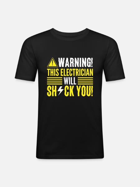 Lustiger Elektriker Elektroexperte - Männer Slim Fit T-Shirt - Schwarz