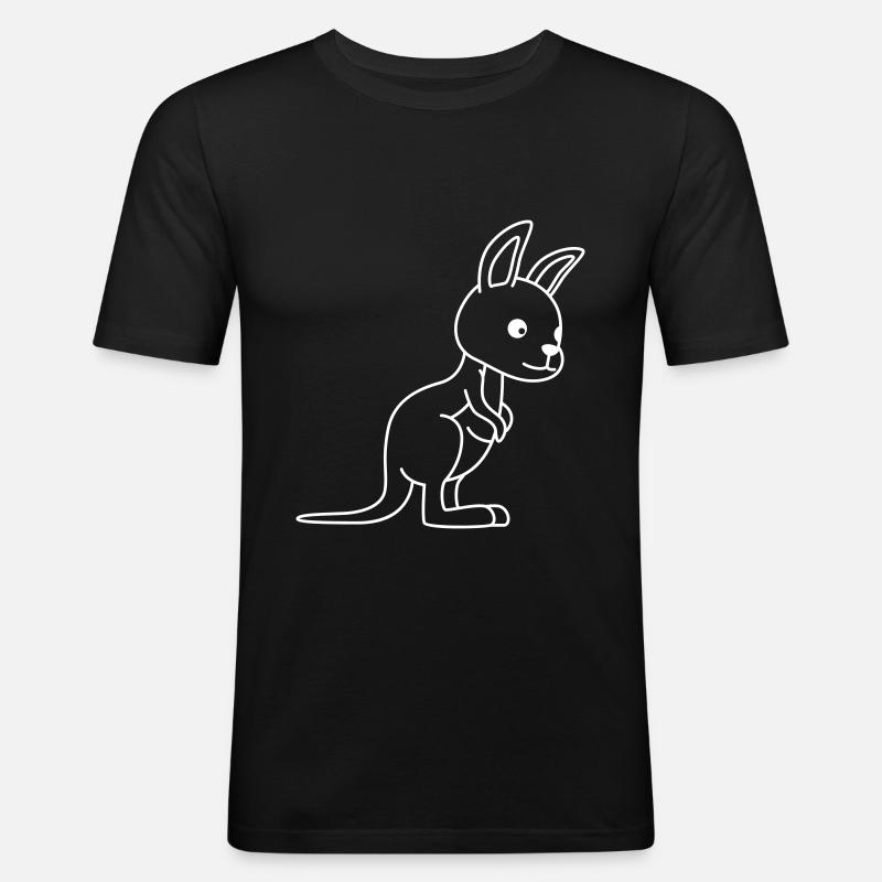 Kangaroo Comic - Männer Slim Fit T-Shirt - Schwarz
