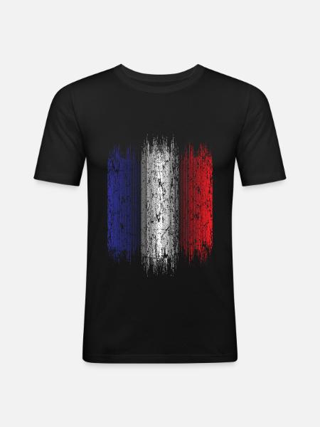 Frankreich - Männer Slim Fit T-Shirt - Schwarz