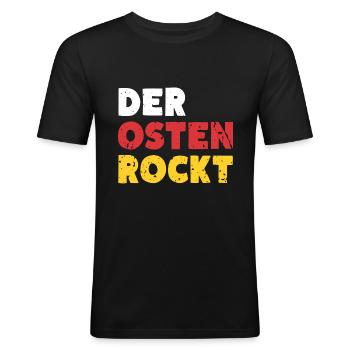 Der Osten Rockt Ossi Ostdeutschland - Männer Slim Fit T-Shirt - Schwarz - Vorne - Nik (191cm)