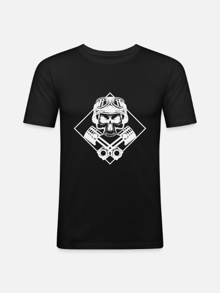 Rocker - Skull - Art Design - Biker - Men's Slim Fit T-Shirt - black