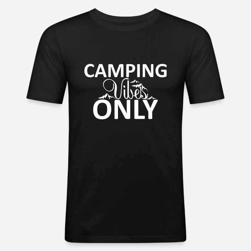 Camping Vibes Only - Männer Slim Fit T-Shirt - Schwarz