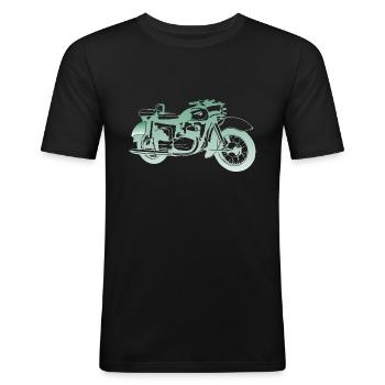MZ ES 250 Doppelport - Männer Slim Fit T-Shirt - Schwarz - Vorne - Nik (191cm)