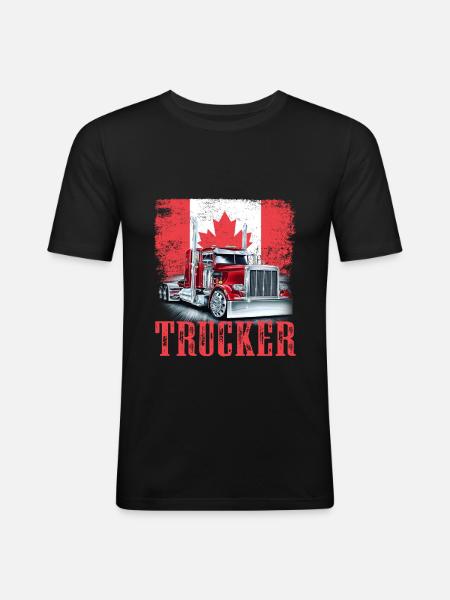 Trucker Canadian Flag - Men's Slim Fit T-Shirt - black
