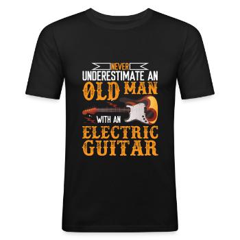 Understimate An Old Man With An Electric Guitar - T-shirt près du corps Homme - noir - Devant - Nik (191cm)
