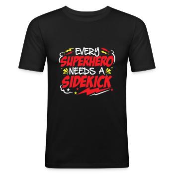 Superhero Dad and Sidekicks Matching - Men's Slim Fit T-Shirt - black - Front - Nik (191cm)