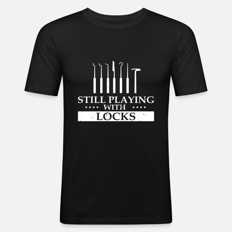 Lockpicking Experte Aufsperrdienst Schloss Papa - Männer Slim Fit T-Shirt - Schwarz