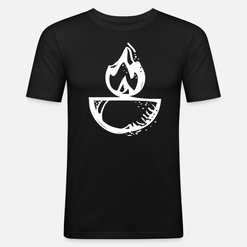 Feuerschale - Männer Slim Fit T-Shirt - Schwarz