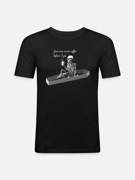 skeleton drinking coffee - Men's Slim Fit T-Shirt - black