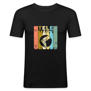 Télémark ski talon gratuit rétro vintage cadeau - T-shirt près du corps Homme - noir - Devant - Nik (191cm)