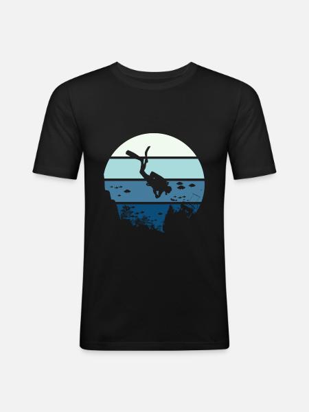 scuba diving t shirt plongée sous marine - T-shirt près du corps Homme - noir