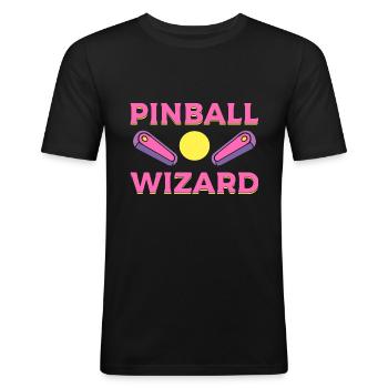 Pinball Wizard Arcade -Techniker - Männer Slim Fit T-Shirt - Schwarz - Vorne - Nik (191cm)