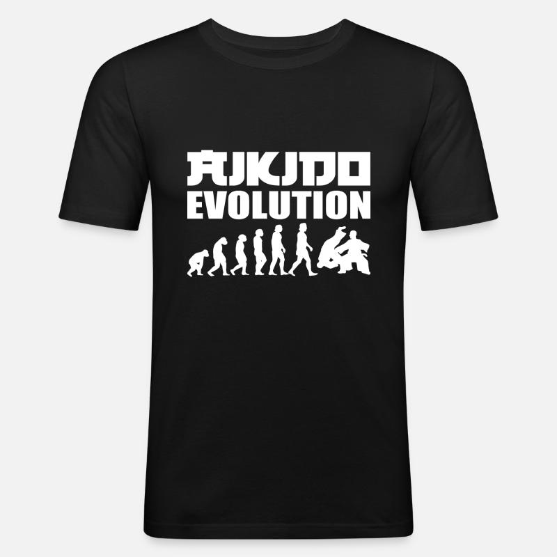 Aikido Evolution Aikido-Lehrer - Männer Slim Fit T-Shirt - Schwarz