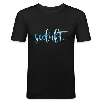 Seeluft Typografie - Männer Slim Fit T-Shirt - Schwarz - Vorne - Nik (191cm)
