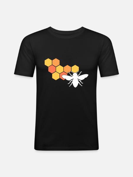 Bienenwabe Imker - Männer Slim Fit T-Shirt - Schwarz