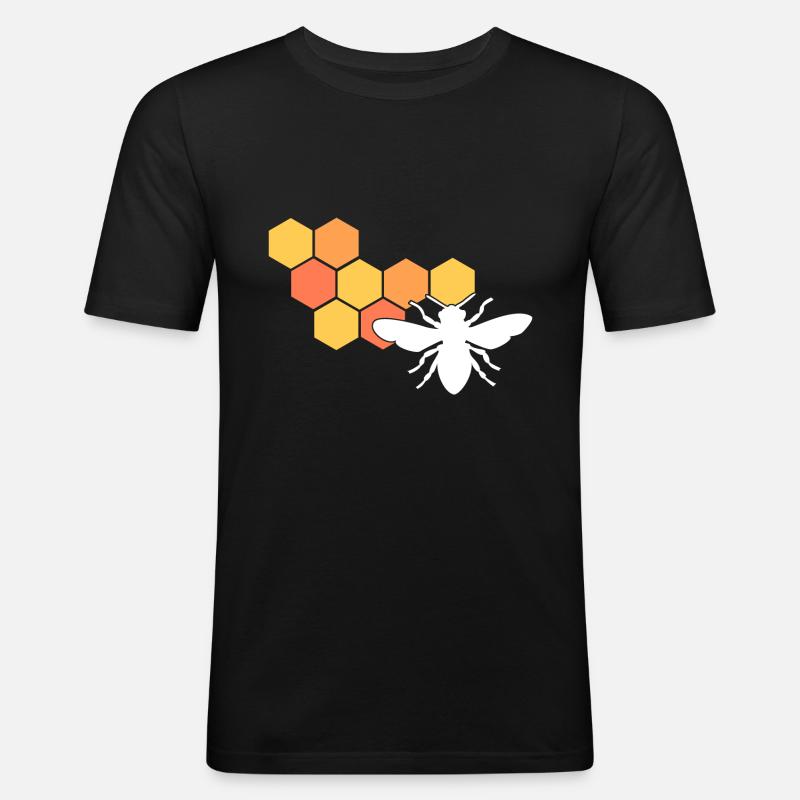 Bienenwabe Imker - Männer Slim Fit T-Shirt - Schwarz