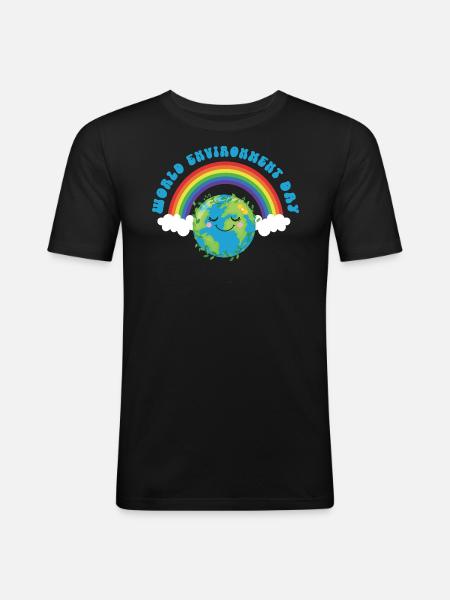World environment day - Männer Slim Fit T-Shirt - Schwarz
