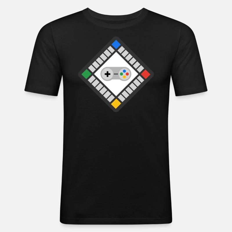 Brettspiele | Boardgame Logo - Männer Slim Fit T-Shirt - Schwarz