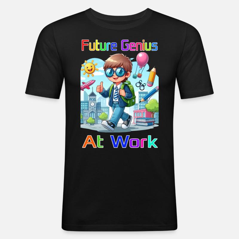 Future Genius at work - Männer Slim Fit T-Shirt - Schwarz