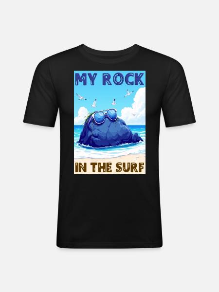 Mon rocher dans les vagues - T-shirt près du corps Homme - noir