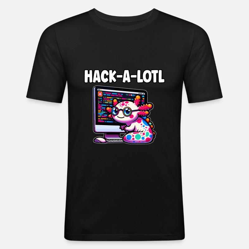 Funny Coding Axolotl Programming Gift - Men's Slim Fit T-Shirt - black