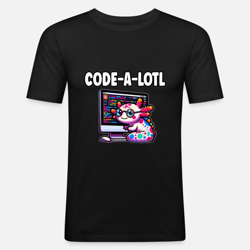 Funny Coding Axolotl Programming Gift - Men's Slim Fit T-Shirt - black