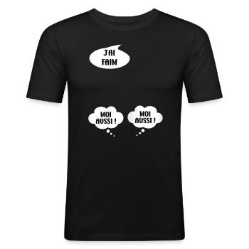 Femme Humour bébés enceinte Jumelles Annonce - T-shirt près du corps Homme - noir - Devant - Nik (191cm)