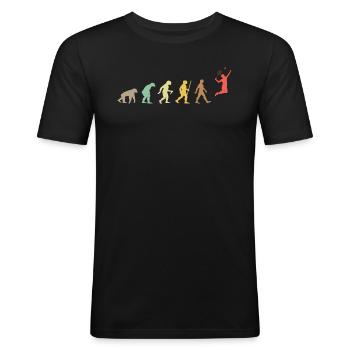 Vintage Tischtennis Retro Tischtennis Evolution - Männer Slim Fit T-Shirt - Schwarz - Vorne - Nik (191cm)