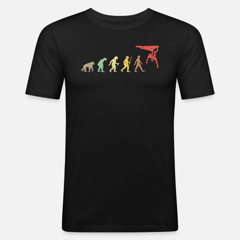 Klettern Retro Klettern Evolution Climber - Männer Slim Fit T-Shirt - Schwarz