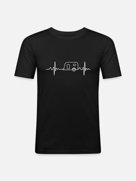 Heartbeat - caravan - camping - Men's Slim Fit T-Shirt - black