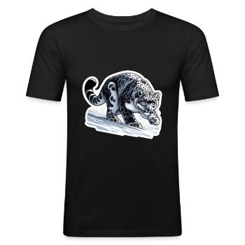 Snow Leopard Leopard White Leopard - Men's Slim Fit T-Shirt - black - Front - Nik (191cm)
