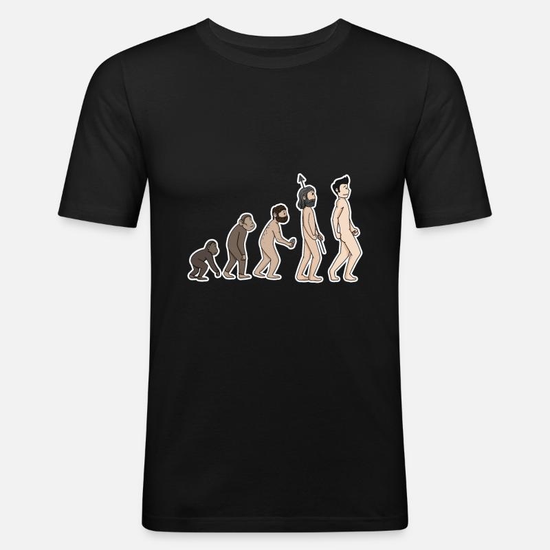 Evolution - Männer Slim Fit T-Shirt - Schwarz