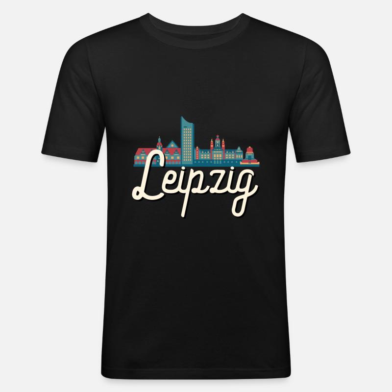 Leipzig - Männer Slim Fit T-Shirt - Schwarz