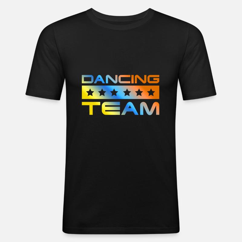 Dancing Crew Bunt - Männer Slim Fit T-Shirt - Schwarz