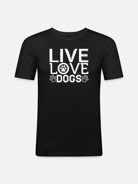 Leben Liebe Hunde - Männer Slim Fit T-Shirt - Schwarz