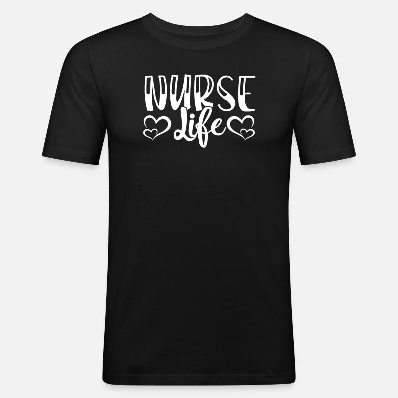 Krankenschwester Leben - Männer Slim Fit T-Shirt - Schwarz