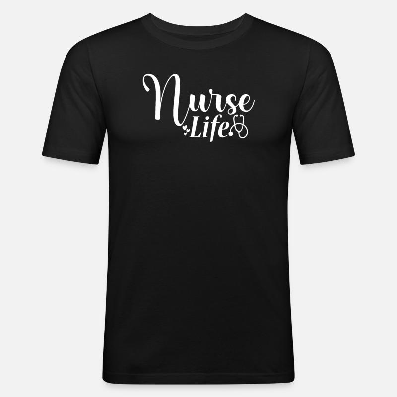 Krankenschwester Leben - Männer Slim Fit T-Shirt - Schwarz