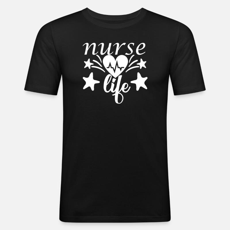 Krankenschwester Leben - Männer Slim Fit T-Shirt - Schwarz
