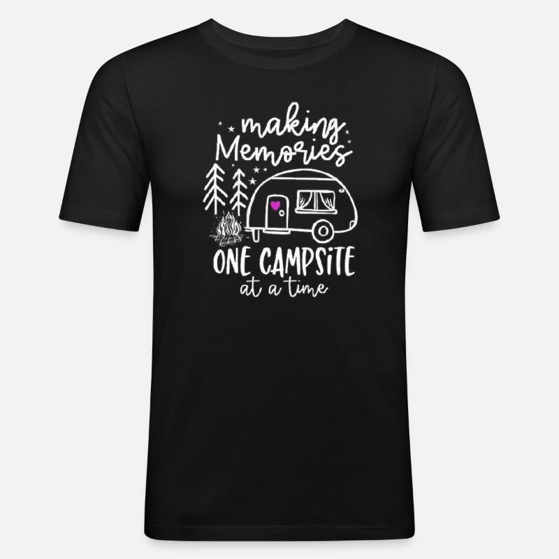 Camping Erinnerungen - Männer Slim Fit T-Shirt - Schwarz