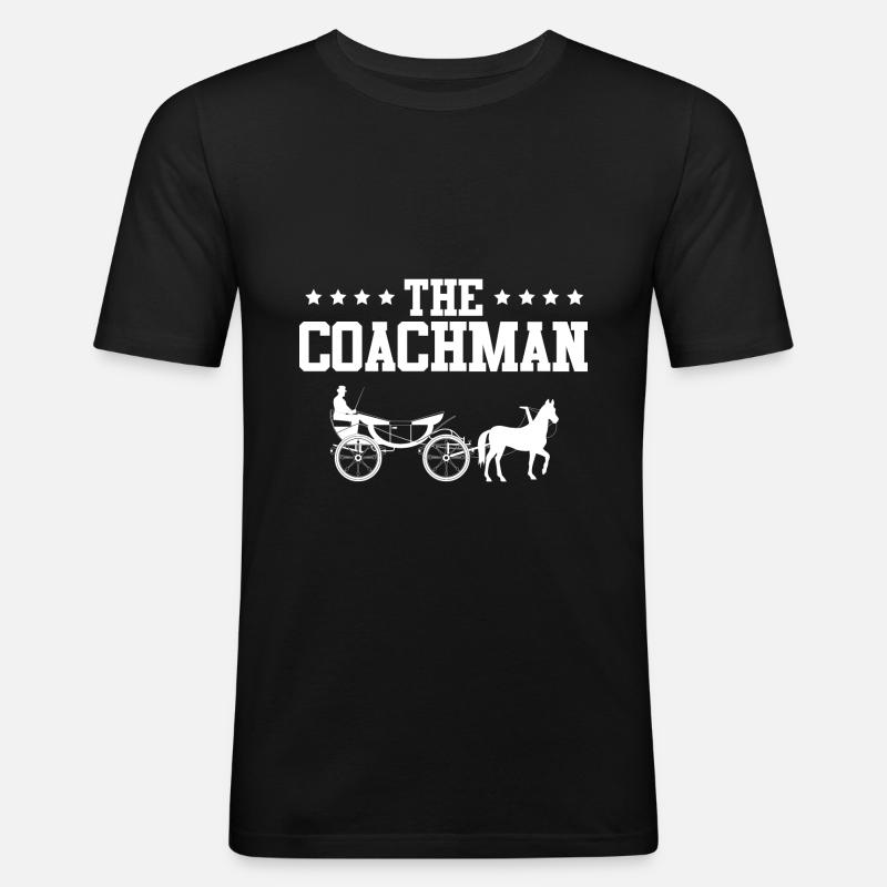 Kutscher Kutsche Pferd - Männer Slim Fit T-Shirt - Schwarz