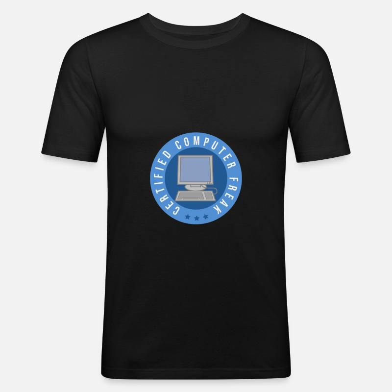 Computer certified - Computer Freak - Männer Slim Fit T-Shirt - Schwarz