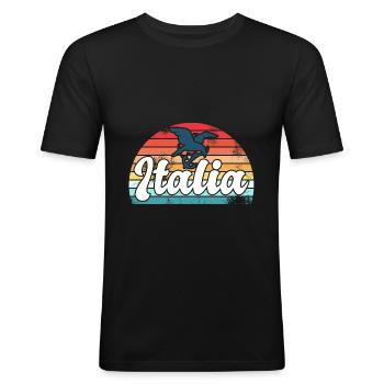 italia amusant - T-shirt près du corps Homme - noir - Devant - Nik (191cm)