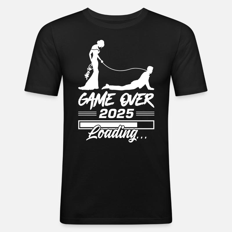 Hochzeit Loading 2025 Game Over - Männer Slim Fit T-Shirt - Schwarz