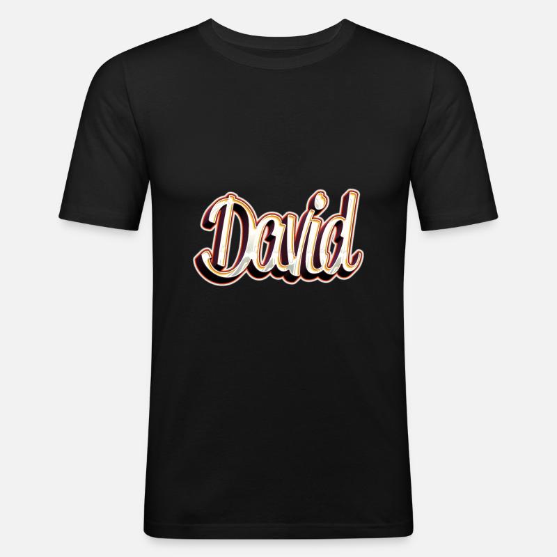 David fornavn etternavn graffiti design - Slim Fit T-skjorte for menn - svart