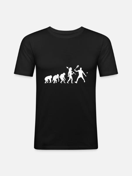 Squash-Spieler Squash-Evolution-Spieler Raquetball S - Männer Slim Fit T-Shirt - Schwarz