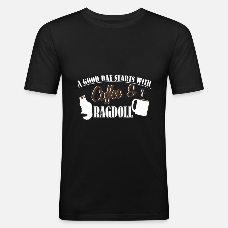 Kaffee Ragdoll - Männer Slim Fit T-Shirt - Schwarz