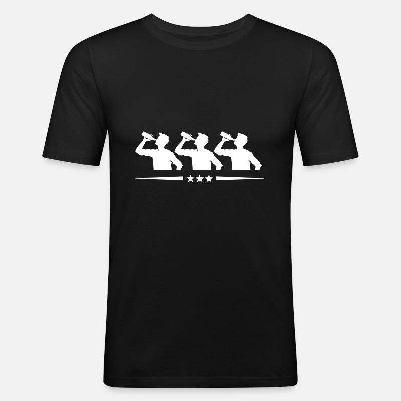 Trinker Team Flasche - Männer Slim Fit T-Shirt - Schwarz